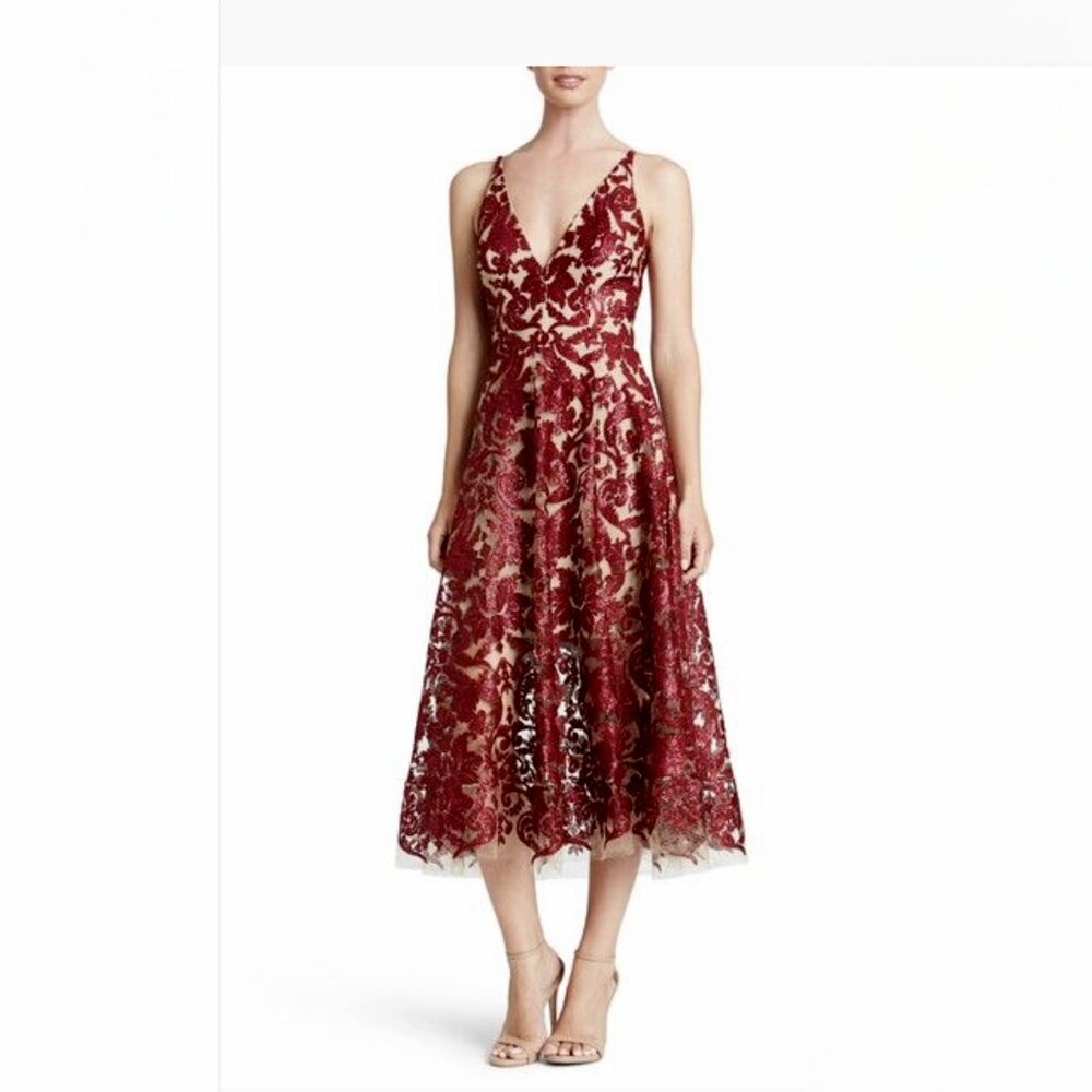 Dress the Population Blair Embellished Fit & Flare Cocktail Dress NWT
